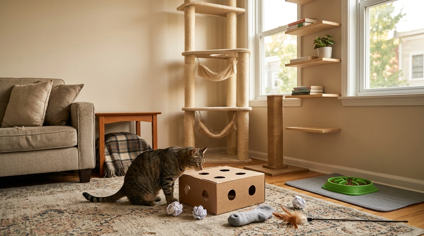 Indoor Cat Enrichment: DIY Toys, Play & Home Setup